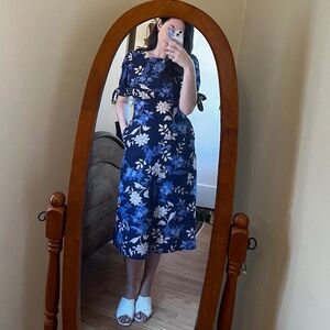 Vince Camuto Navy Blue Floral Midi Dress